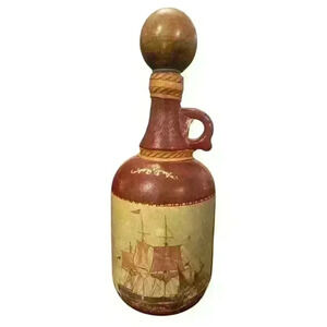 Vintage Italian Florence Made Leather Wrapped Liquor Decanter Nautical Bottle